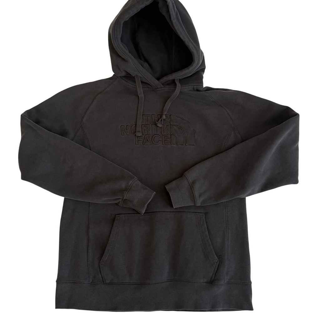 The North Face Womens Black Embroidered Logo Pullover Hoodie Size Large